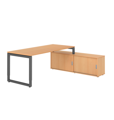 Schreibtischkombination RSE19, höhenverstellbar , rechteckig, buche / graphit Schreibtischkombination RSE19, höhenverstellbar , rechteckig, buche / graphit
