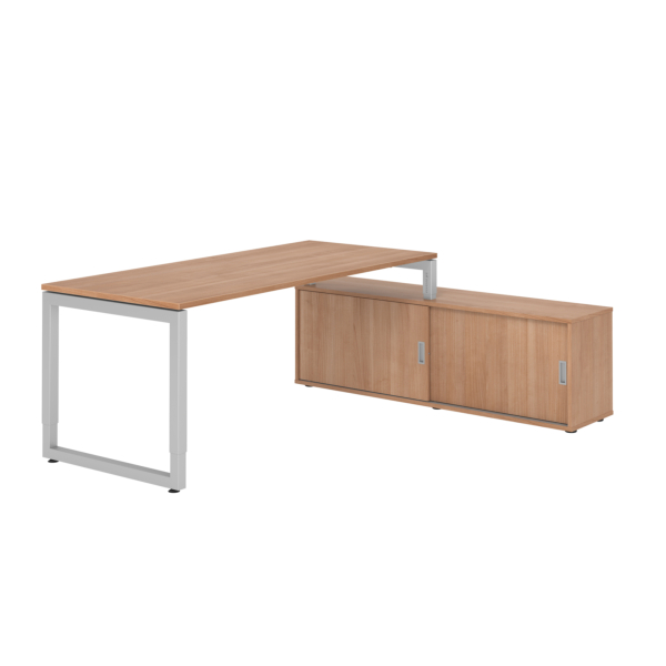 4032062332597 - Schreibtischkombination RSE19 höhenverstellbar 72-81cm (H) 160x80cm (BxT) rechteckig nussbaum   silber 4032062332597 Hammerb