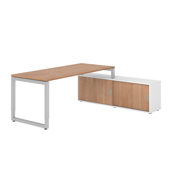 4032062332603 - Schreibtischkombination RSE19 höhenverstellbar 72-81cm (H) 160x80cm (BxT) rechteckig nussbaum   silber 4032062332603 Hammerb