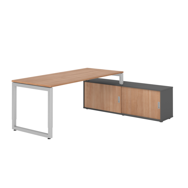 4032062332610 - Schreibtischkombination RSE19 höhenverstellbar 72-81cm (H) 160x80cm (BxT) rechteckig nussbaum   silber 4032062332610 Hammerb