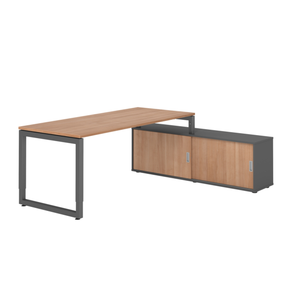 4032062332634 - Schreibtischkombination RSE19 höhenverstellbar 72-81cm (H) 160x80cm (BxT) rechteckig nussbaum   graphit 4032062332634 Hammer