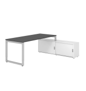 Schreibtischkombination RSE19, h&ouml;henverstellbar 72-81cm (H), 160x80cm (BxT), rechteckig, graphit / silber