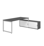 Schreibtischkombination RSE19, h&ouml;henverstellbar 72-81cm (H), 160x80cm (BxT), rechteckig, graphit / silber