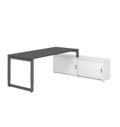 Schreibtischkombination RSE19, h&ouml;henverstellbar 72-81cm (H), 160x80cm (BxT), rechteckig, graphit / graphit