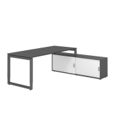 Schreibtischkombination RSE19, h&ouml;henverstellbar 72-81cm (H), 160x80cm (BxT), rechteckig, graphit / graphit