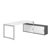 Schreibtischkombination RSE19, h&ouml;henverstellbar 72-81cm (H), 160x80cm (BxT), rechteckig, wei&szlig; / silber