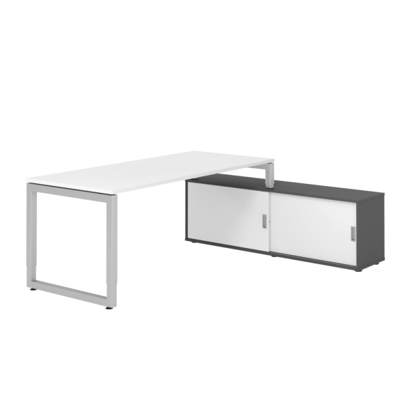 4032062332696 - Schreibtischkombination RSE19 höhenverstellbar 72-81cm (H) 160x80cm (BxT) rechteckig weiß   silber 4032062332696 Hammerbache