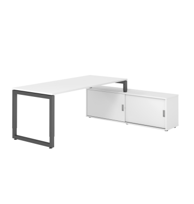 Schreibtischkombination RSE19, h&ouml;henverstellbar 72-81cm (H), 160x80cm (BxT), rechteckig, wei&szlig; / graphit