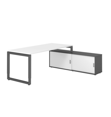 Schreibtischkombination RSE19, h&ouml;henverstellbar 72-81cm (H), 160x80cm (BxT), rechteckig, wei&szlig; / graphit