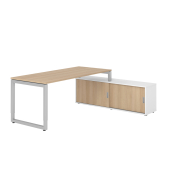 Schreibtischkombination RSE19, höhenverstellbar , rechteckig, eiche / silber Schreibtischkombination RSE19, höhenverstellbar , rechteckig, eiche / silber