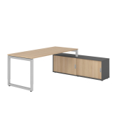Schreibtischkombination RSE19, höhenverstellbar , rechteckig, eiche / silber Schreibtischkombination RSE19, höhenverstellbar , rechteckig, eiche / silber