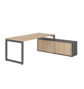 Schreibtischkombination RSE19, h&ouml;henverstellbar 72-81cm (H), 160x80cm (BxT), rechteckig, eiche / graphit