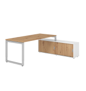 Schreibtischkombination RSE19, h&ouml;henverstellbar 72-81cm (H), 160x80cm (BxT), rechteckig, asteiche / silber