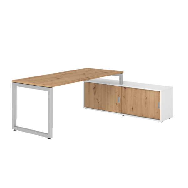 4032062332757 - Schreibtischkombination RSE19 höhenverstellbar 72-81cm (H) 160x80cm (BxT) rechteckig asteiche   silber 4032062332757 Hammerb