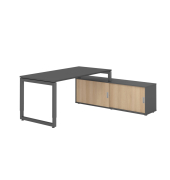 Schreibtischkombination RSE16, h&ouml;henverstellbar 72-81cm (H), 160x80cm (BxT), rechteckig, graphit / graphit