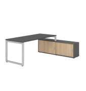 Schreibtischkombination RSE19, höhenverstellbar , rechteckig, graphit / silber Schreibtischkombination RSE19, höhenverstellbar , rechteckig, graphit / silber
