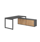 Schreibtischkombination RSE16, h&ouml;henverstellbar 72-81cm (H), 160x80cm (BxT), rechteckig, graphit / graphit