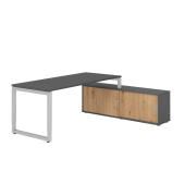 Schreibtischkombination RSE19, höhenverstellbar , rechteckig, graphit / silber Schreibtischkombination RSE19, höhenverstellbar , rechteckig, graphit / silber