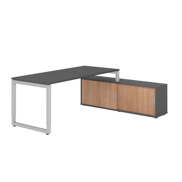4032062332887 - Schreibtischkombination RSE19 höhenverstellbar 72-81cm (H) 160x80cm (BxT) rechteckig graphit   silber 4032062332887 Hammerba