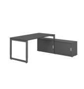 Schreibtischkombination RSE16, h&ouml;henverstellbar 72-81cm (H), 160x80cm (BxT), rechteckig, graphit / graphit