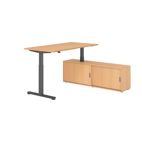 4032062334041 - Schreibtischkombination VXMST höhenverstellbar 71-120cm (H) 160x80cm (BxT) rechteckig buche   graphit 4032062334041 Hammerba