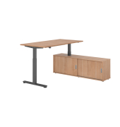 Sitz-Steh-Schreibtischkombination VXMST, h&ouml;henverstellbar 71-120cm (H), 160x80cm (BxT), rechteckig, nussbaum / graphit