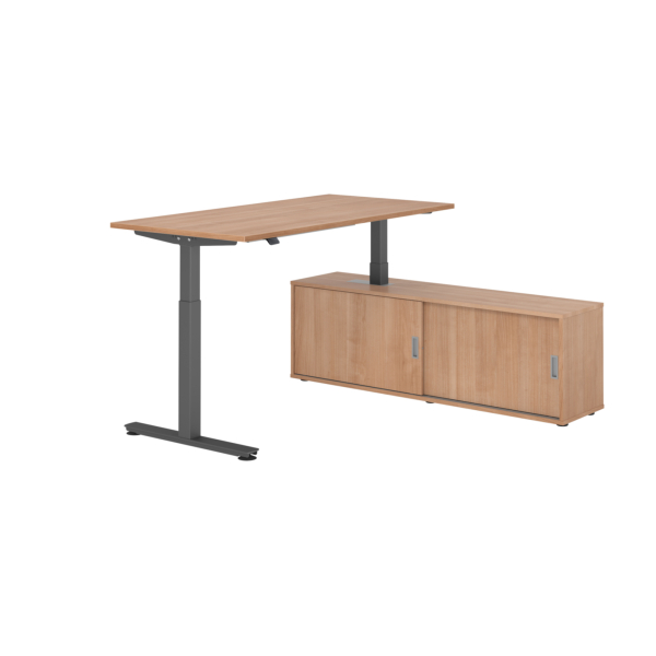 4032062334058 - Schreibtischkombination höhenverstellbar 71-120cm (H) 160x80cm (BxT) rechteckig nussbaum   graphit 4032062334058 Hammerbache