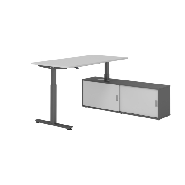 4032062334089 - Schreibtischkombination VXMST höhenverstellbar 71-120cm (H) 160x80cm (BxT) rechteckig grau   graphit 4032062334089 Hammerbac