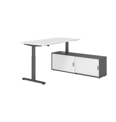 Sitz-Steh-Schreibtischkombination VXMST, h&ouml;henverstellbar 71-120cm (H), 160x80cm (BxT), rechteckig, wei&szlig; / graphit