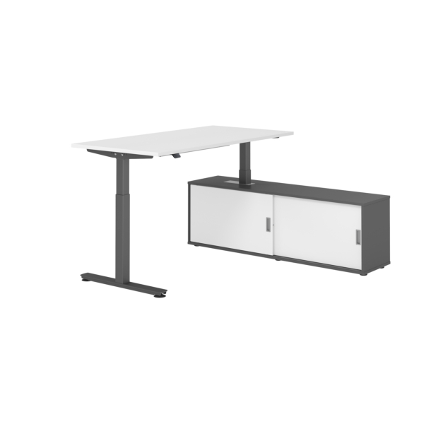 4032062334096 - Schreibtischkombination VXMST höhenverstellbar 71-120cm (H) 160x80cm (BxT) rechteckig weiß   graphit 4032062334096 Hammerbac