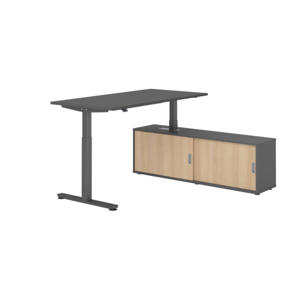 4032062334102 - Schreibtischkombination höhenverstellbar 71-120cm (H) 160x80cm (BxT) rechteckig graphit   graphit 4032062334102 Hammerbacher