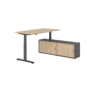 Sitz-Steh-Schreibtischkombination VXMST, h&ouml;henverstellbar 71-120cm (H), 160x80cm (BxT), rechteckig, eiche / graphit
