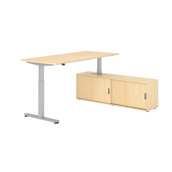 4032062329139 - Schreibtischkombination VXMST höhenverstellbar 71-120cm (H) 160x80cm (BxT) rechteckig ahorn   silber 4032062329139 Hammerbac