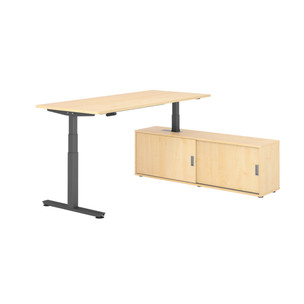 4032062329177 - Schreibtischkombination XDSM 19 höhenverstellbar 63-127cm (H) 160x80cm (BxT) rechteckig ahorn   graphit 4032062329177 Hammer