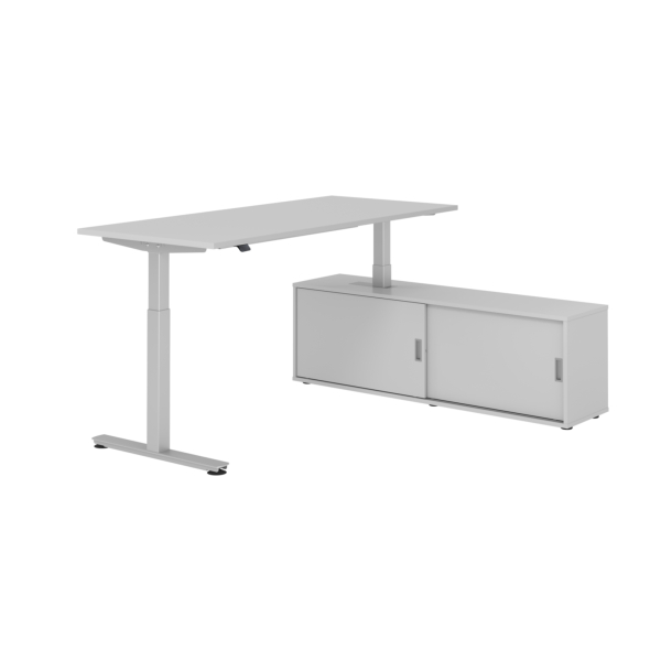 4032062329382 - Schreibtischkombination VXMST höhenverstellbar 71-120cm (H) 160x80cm (BxT) rechteckig grau   silber 4032062329382 Hammerbach