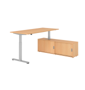 Sitz-Steh-Schreibtischkombination VXMST, h&ouml;henverstellbar 71-120cm (H), 180x80cm (BxT), rechteckig, buche / silber