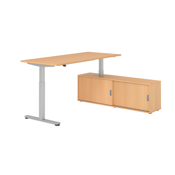 4032062329399 - Schreibtischkombination VXMST höhenverstellbar 71-120cm (H) 160x80cm (BxT) rechteckig buche   silber 4032062329399 Hammerbac