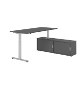 Sitz-Steh-Schreibtischkombination VXMST, h&ouml;henverstellbar 71-120cm (H), 180x80cm (BxT), rechteckig, graphit / silber