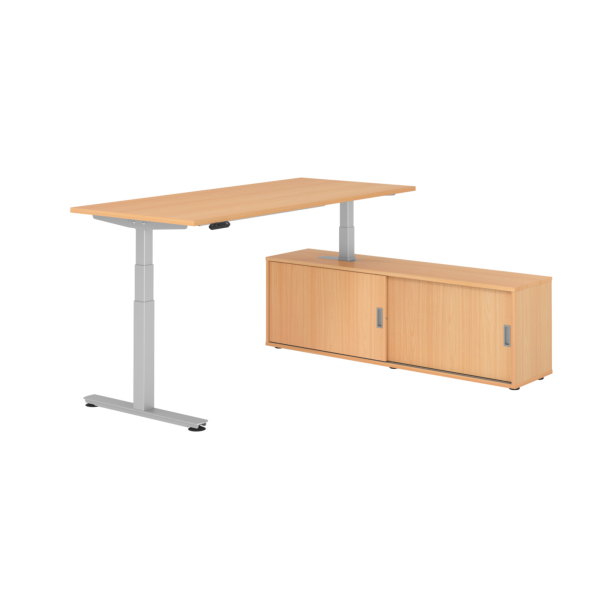 4032062329757 - Schreibtischkombination XDSM 19 höhenverstellbar 63-127cm (H) 160x80cm (BxT) rechteckig buche   silber 4032062329757 Hammerb