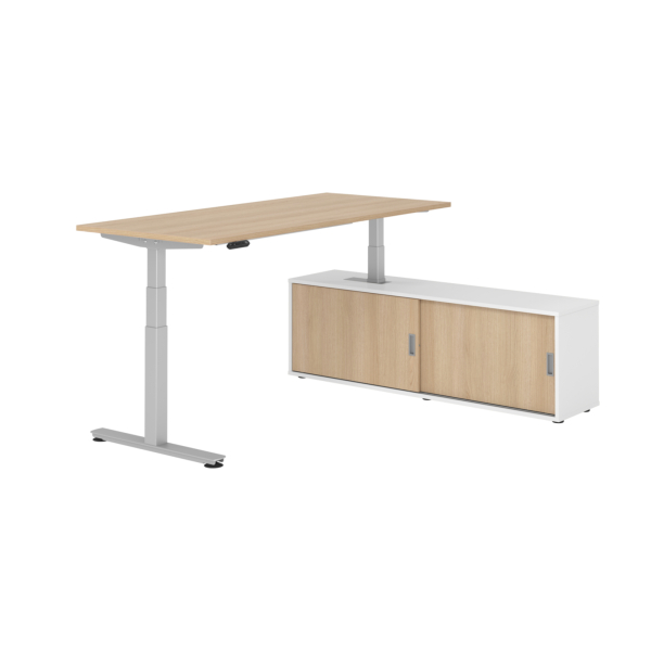 4032062329795 - Schreibtischkombination XDSM 19 höhenverstellbar 63-127cm (H) 160x80cm (BxT) rechteckig eiche   silber 4032062329795 Hammerb