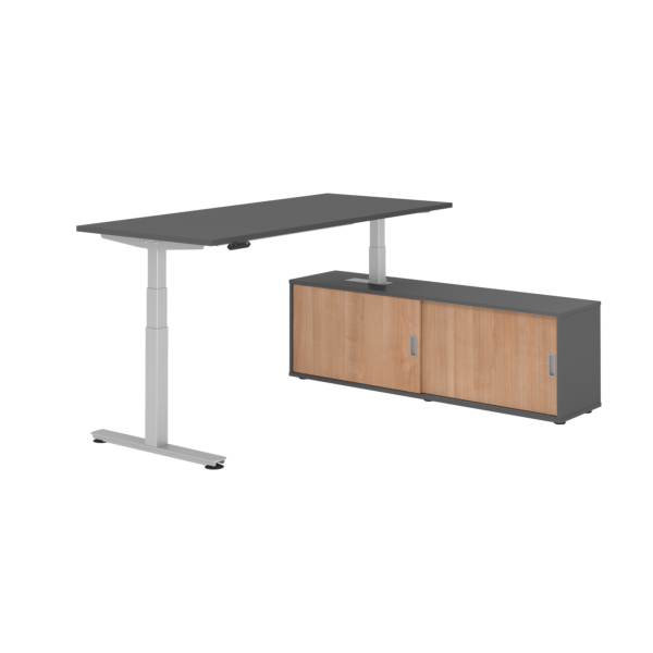 4032062329849 - Schreibtischkombination XDSM 19 höhenverstellbar 63-127cm (H) 160x80cm (BxT) rechteckig graphit   silber 4032062329849 Hamme