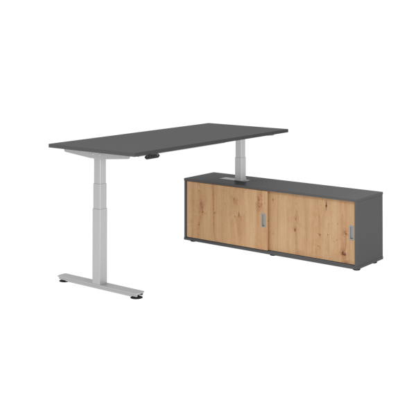 4032062329856 - Schreibtischkombination XDSM 19 höhenverstellbar 63-127cm (H) 160x80cm (BxT) rechteckig graphit   silber 4032062329856 Hamme
