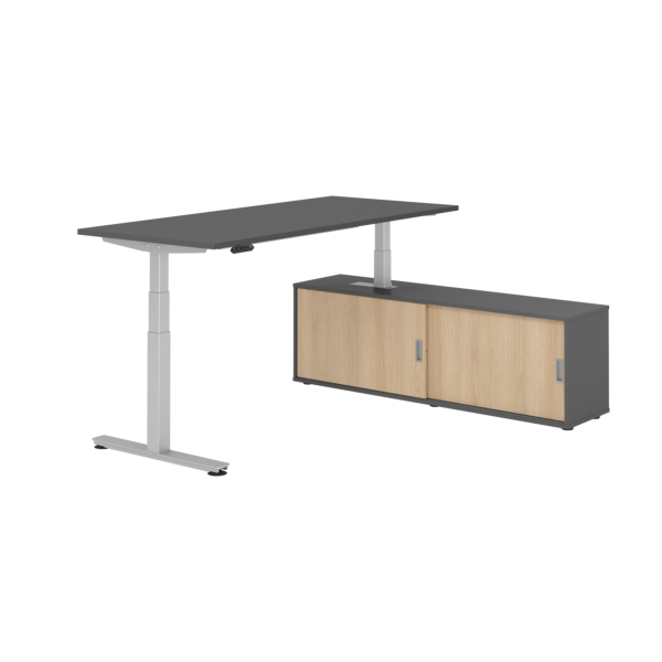 4032062329863 - Schreibtischkombination XDSM 19 höhenverstellbar 63-127cm (H) 160x80cm (BxT) rechteckig graphit   silber 4032062329863 Hamme