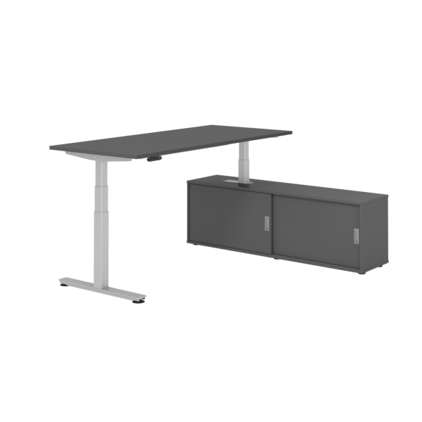 4032062329887 - Schreibtischkombination XDSM 19 höhenverstellbar 63-127cm (H) 160x80cm (BxT) rechteckig graphit   silber 4032062329887 Hamme