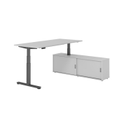 Sitz-Steh-Schreibtischkombination XDSM 19, h&ouml;henverstellbar 63-127cm (H), 180x80cm (BxT), rechteckig, grau / graphit