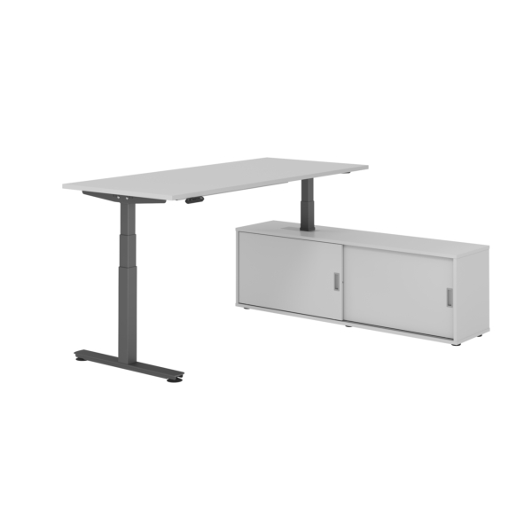 4032062330074 - Schreibtischkombination XDSM 19 höhenverstellbar 63-127cm (H) 160x80cm (BxT) rechteckig grau   graphit 4032062330074 Hammerb