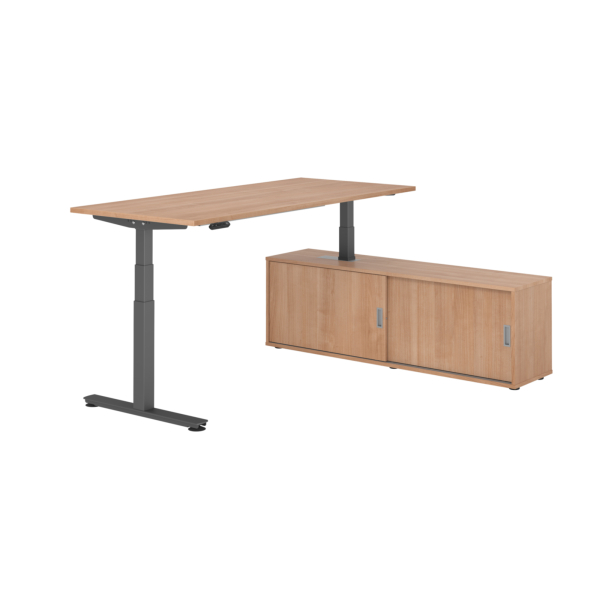 4032062330098 - Schreibtischkombination XDSM 19 höhenverstellbar 63-127cm (H) 160x80cm (BxT) rechteckig nussbaum   graphit 4032062330098 Ham