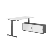 Sitz-Steh-Schreibtischkombination XDSM 19, h&ouml;henverstellbar 63-127cm (H), 180x80cm (BxT), rechteckig, wei&szlig; / graphit