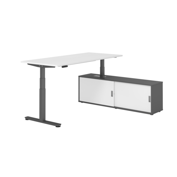 4032062330135 - Schreibtischkombination XDSM 19 höhenverstellbar 63-127cm (H) 160x80cm (BxT) rechteckig weiß   graphit 4032062330135 Hammerb