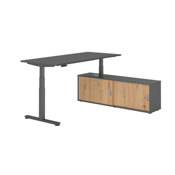 4032062330142 - Schreibtischkombination XDSM 19 höhenverstellbar 63-127cm (H) 160x80cm (BxT) rechteckig graphit   graphit 4032062330142 Hamm